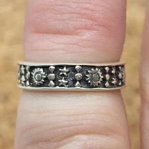 3/$30 🖤 925 STERLING SILVER ASTROLOGICAL SUN STARS KNUCKLE PINKY RING SIZE 3